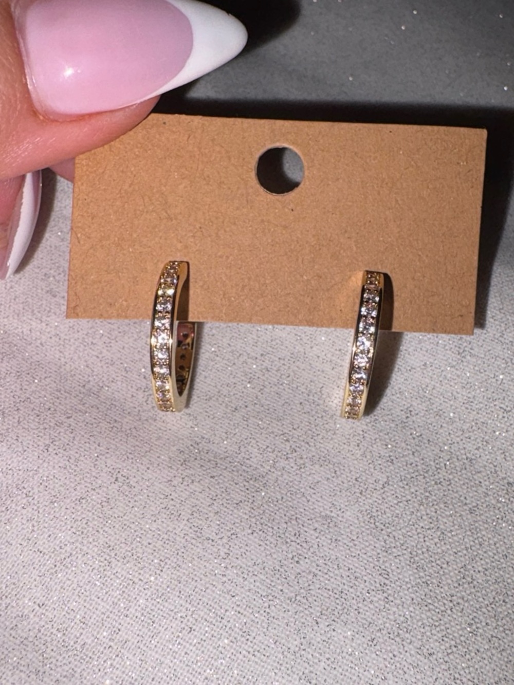 Gold Crystal Pave Hoop Earrings - Women Jewelry